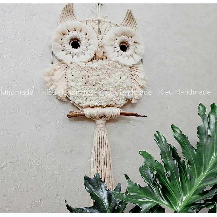 Cú mèo macrame trang trí tường - ảnh thật-nhiều màu
