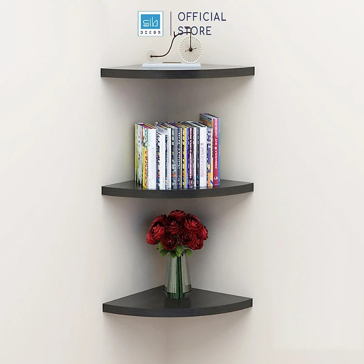 Bộ 3 Kệ Trang Trí Treo Góc Tường SIB DECOR Hình Cung Tròn KT111