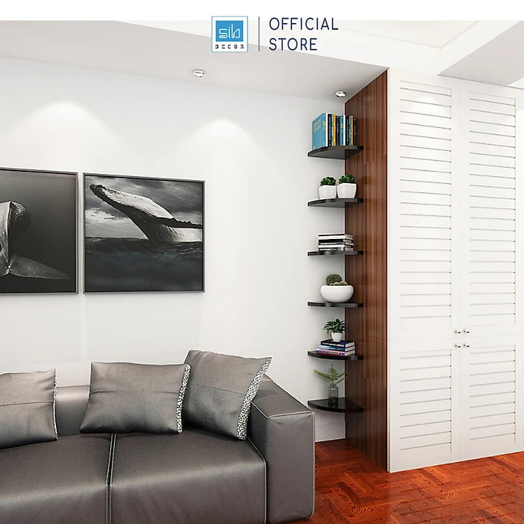 Bộ 3 Kệ Trang Trí Treo Góc Tường SIB DECOR Hình Cung Tròn KT111