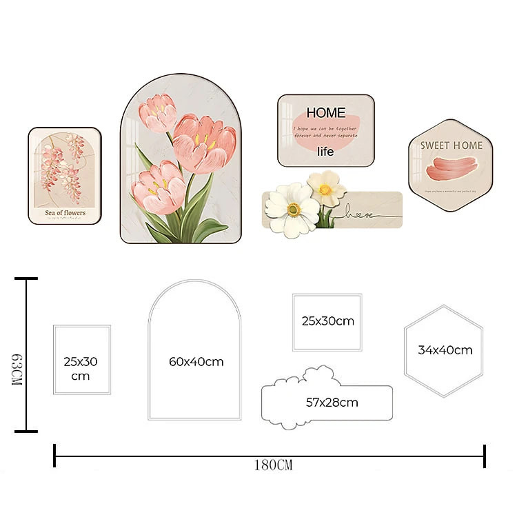 Set 5 tranh decor hiện đại trang trí phòng khách phòng ngủ, chất liệu formex 5mm kèm sẵn keo dán - GZ01