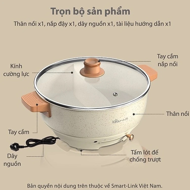 Nồi lẩu uyên ương Bear DHG-C50K1 - Hàng chính hãng
