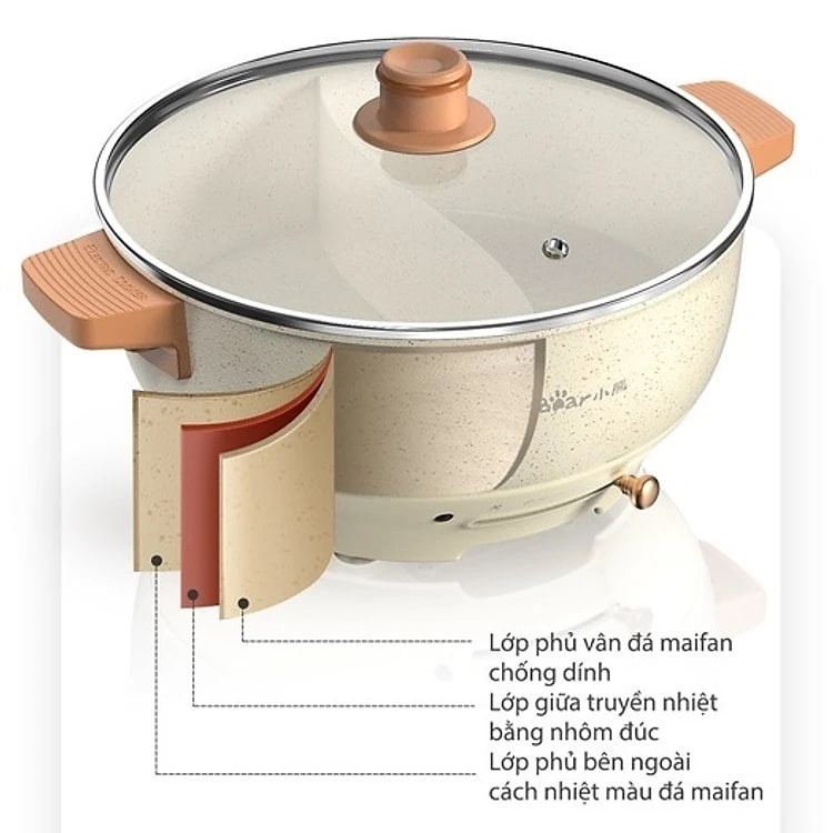 Nồi lẩu uyên ương Bear DHG-C50K1 - Hàng chính hãng