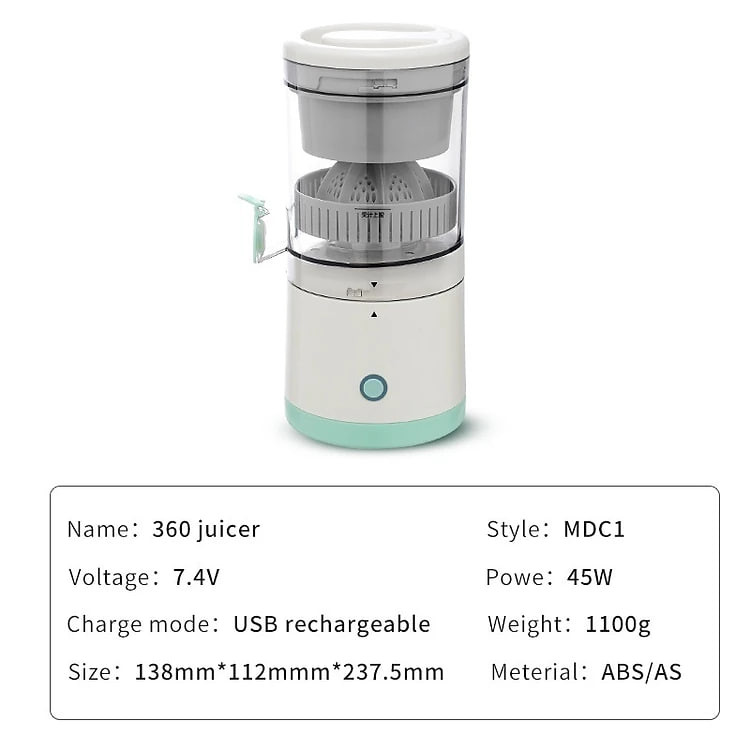 Máy Vắt Cam, Máy Ép Cam Tự Động Thế Hệ Mới, Sach USB Tiện Lợi - Hàng Nhập Khẩu