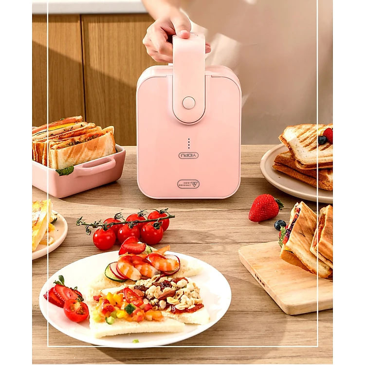 Máy Nướng Bánh Mì Đa Năng Cầm Tay Chống Dính Tuyệt Đối, Máy Kẹp Nướng Bánh Siêu Nhanh, Chiên Trứng, Nướng Thịt 2 Mặt Mini Thế Hệ Mới