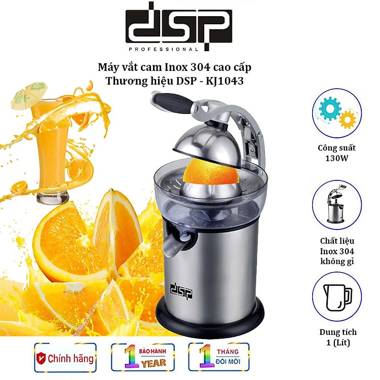 Máy vắt cam, quýt, chanh cao cấp thương hiệu DSP công suất 130W Dung tích 1000ml - Hàng nhập khẩu