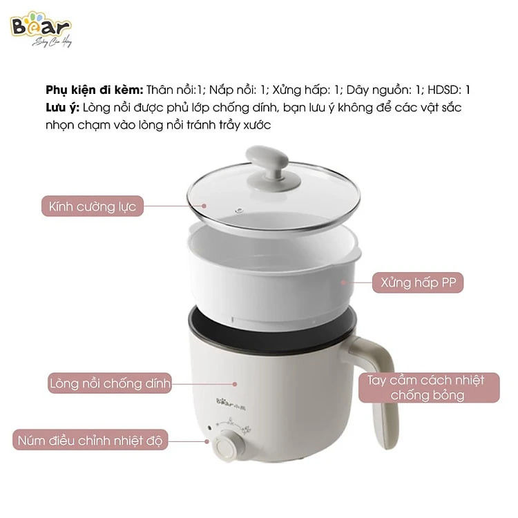 Nồi nấu lẩu đa năng Bear DRG-C12K1 - Hàng chính hãng