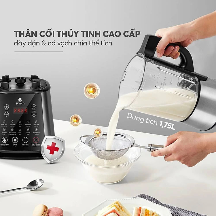 Máy làm sữa hạt Elmich CBE3902 mẫu mới 2023 điều khiển cảm ứng - Hàng chính hãng