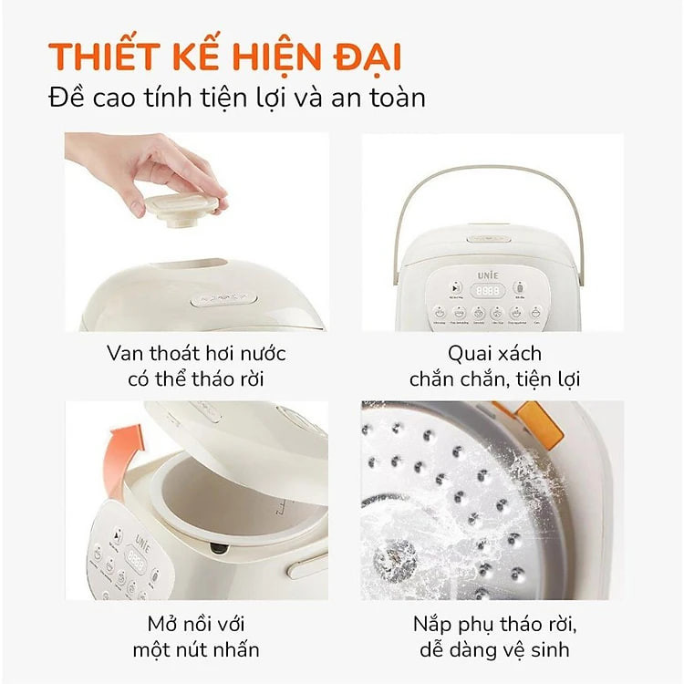 Nồi Cơm Điện Tử Unie URC815, Lòng Nồi Gốm Tự Nhiên 1.5Lit-700W, Ủ Ấm 3D, Hàng chính hãng