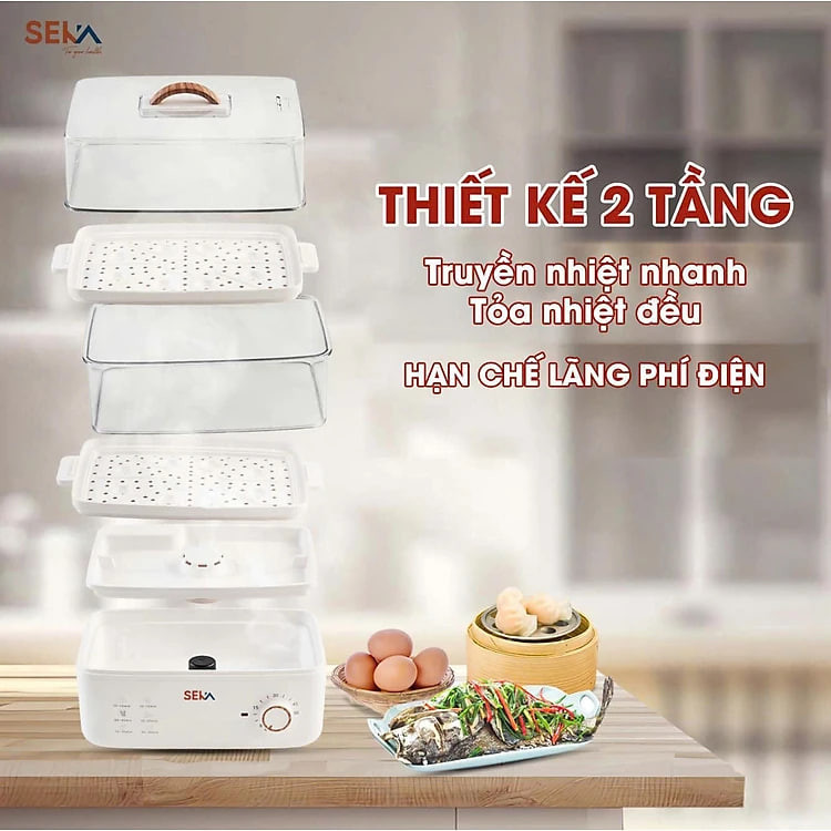Nồi Hấp Điện Thủy Nhiệt 2 Tầng Đa Năng SEKA SK2088 - Hàng Chính Hãng