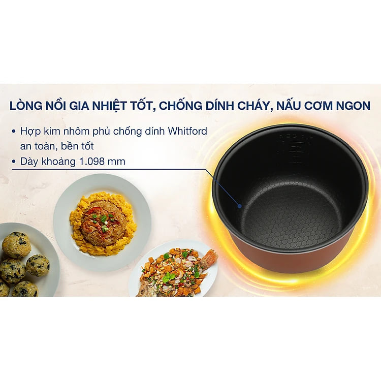 Nồi Cơm Điện Nắp Gài Sunhouse SHD8217W (1.2L) - Hàng chính hãng