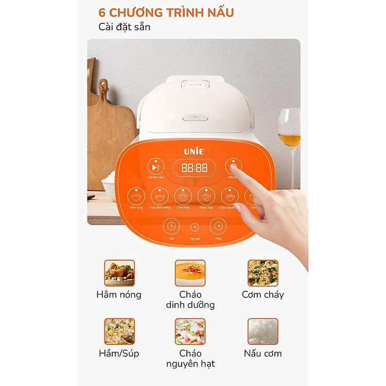 Nồi Cơm Điện Tử Unie URC815, Lòng Nồi Gốm Tự Nhiên 1.5Lit-700W, Ủ Ấm 3D, Hàng chính hãng