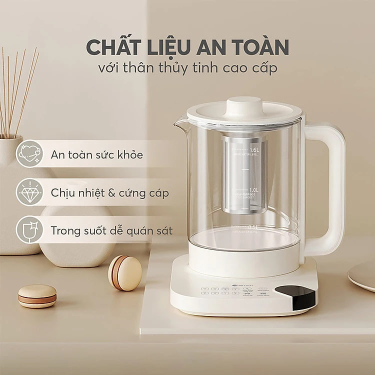 Ấm đun pha trà đa năng 1.6L Elmich KEE-9146, 8 chương trình đun nấu - Hàng chính hãng