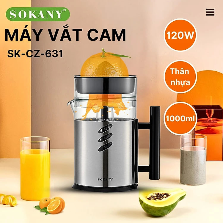 Máy vắt cam tự động công suất cao, máy ép cam tự động SOKANY SKCZ631 - HÀNG CHÍNH HÃNG -DELIYA