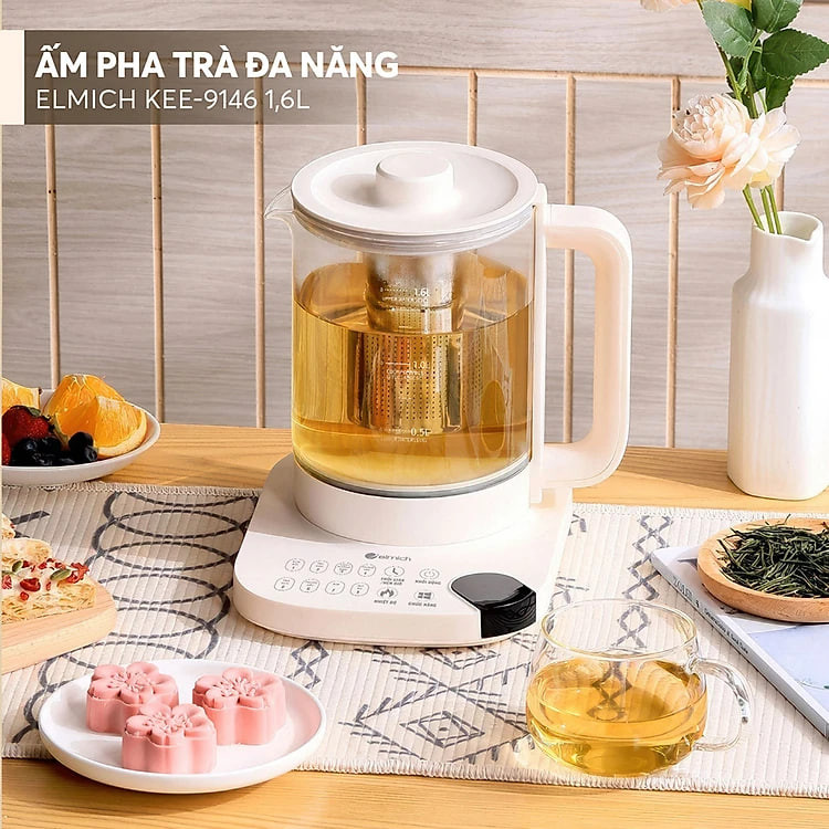 Ấm đun pha trà đa năng 1.6L Elmich KEE-9146, 8 chương trình đun nấu - Hàng chính hãng