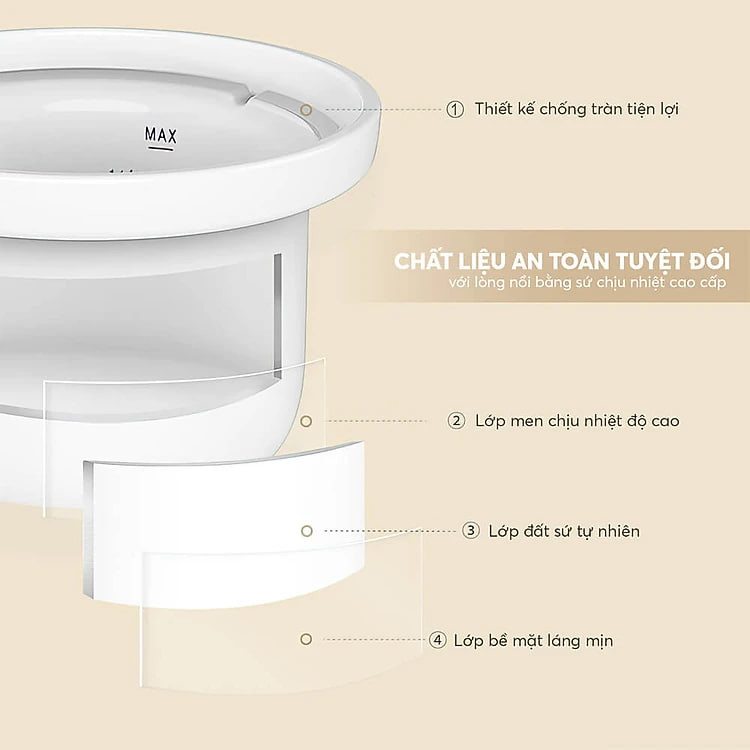 Nồi nấu chậm, nấu cháo, chưng yến 1L Elmich SCE-8524OL - Hàng Chính Hãng