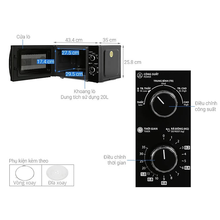 [Hàng Chính Hãng] Lò Vi Sóng Toshiba 20 Lít MWP-MM20P(WH) – Cơ Học, Hâm Nóng Nhanh, Rã Đông Tiện Lợi