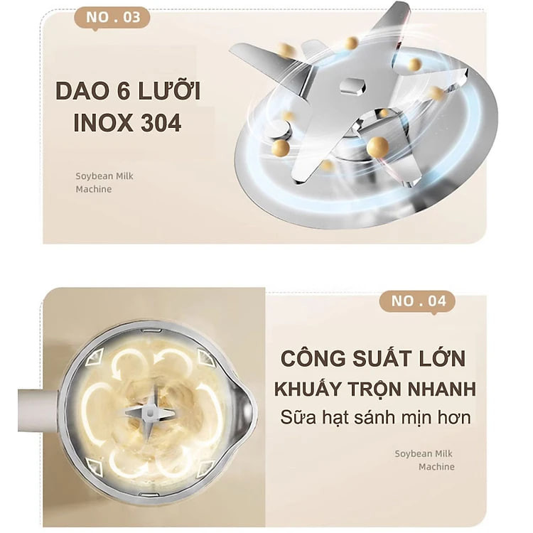 Máy làm sữa hạt Bear 600ml, 6 chức năng, xay nấu sữa hạt, xay sinh tố đa năng ANH LAM STORE - Hàng chính hãng