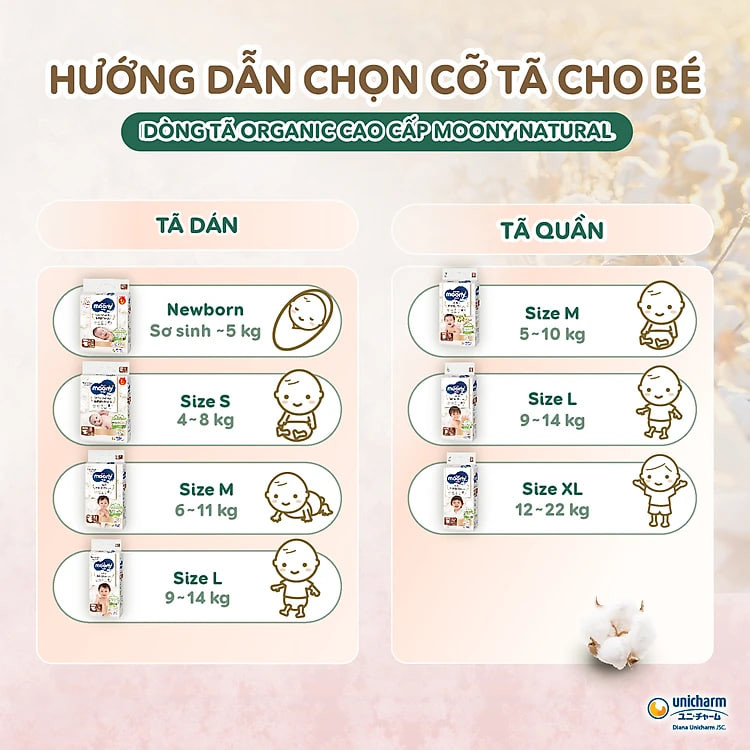 Tã/Bỉm dán organic siêu cao cấp Moony Natural Newborn 62+4 miếng