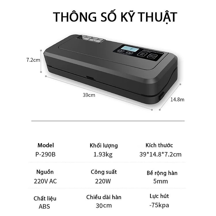 Máy hút chân không tự động không kén túi P290B Hàng Nhập Khẩu
