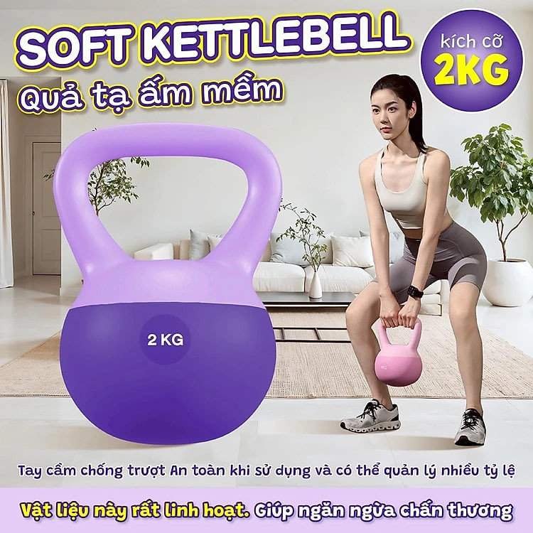 BG Tạ Bình Q312 - 2kg Cao Su Mềm, chuông Ấm, Tạ Ấm