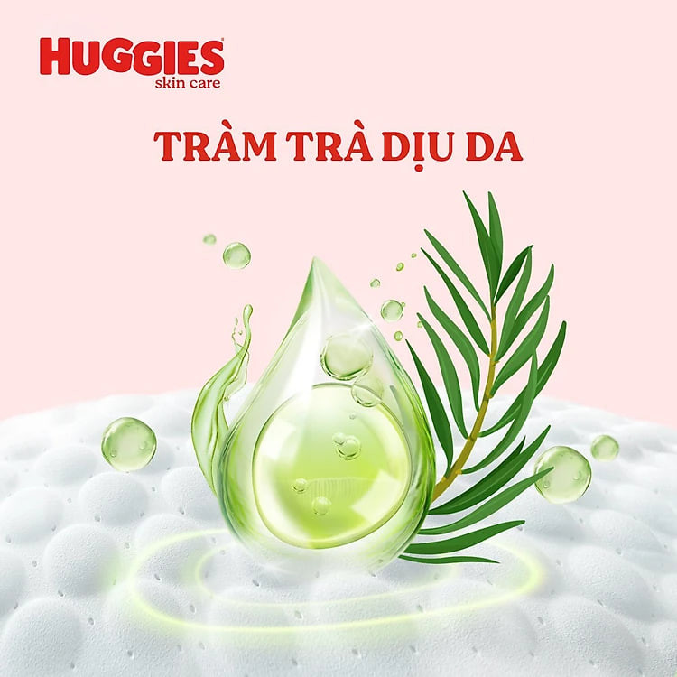 Tã quần Huggies Skin Care Mega Jumbo L100+4 miếng với tràm trà dịu da