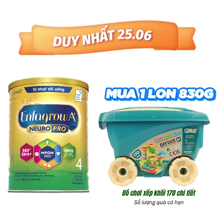 Sữa bột Enfagrow A+ NeuroPro 4 với 2’-FL HMO cho trẻ từ 2 – 6 tuổi – 830g
