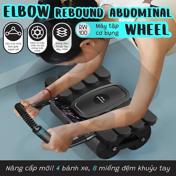 Con Lăn 4 Bánh RW099 - RW100 Tập Bụng Trợ Lực Thế Hệ Mới - Khuỷu Tay - Plank Tại Nhà