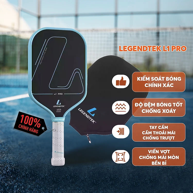 Vợt Pickleball Legendtek L1 Pro Cao Cấp - Xanh Nhạt - Lõi Poly Siêu Nhẹ, Mặt Carbon Cường Lực, Kiểm Soát Toàn Diện