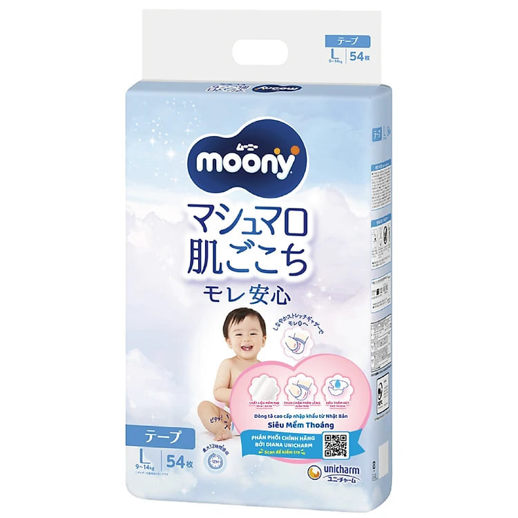 Tã Dán Cao Cấp Moony Nhật Bản L54 (54 Miếng )