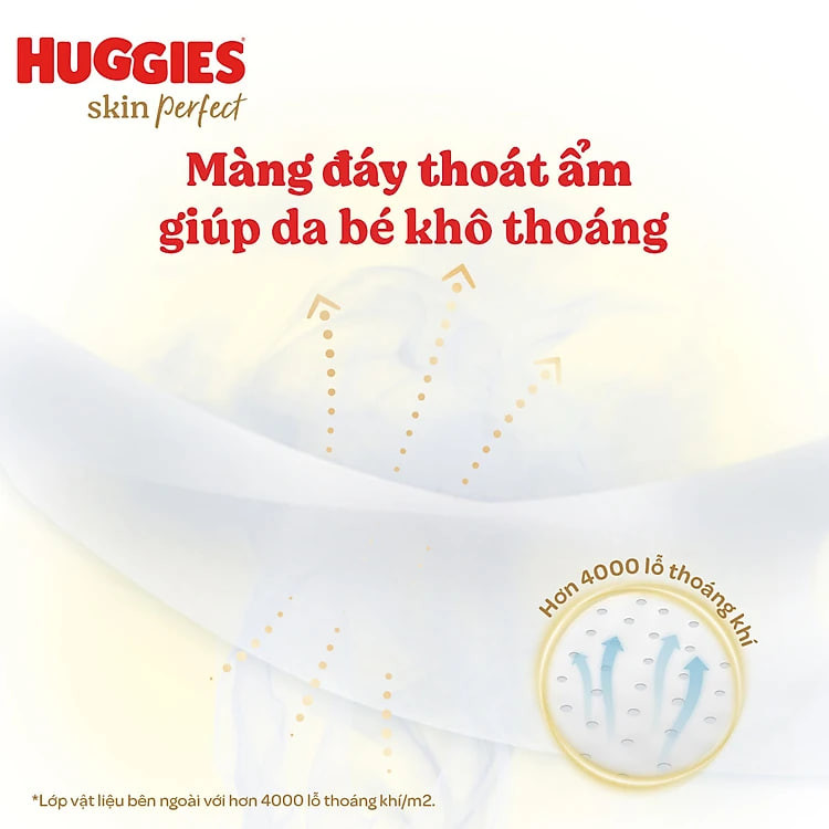 Combo 3 gói Tã/bỉm dán sơ sinh Huggies Skin Perfect S 54+4 miếng với 2 vùng thấm giảm kích ứng da