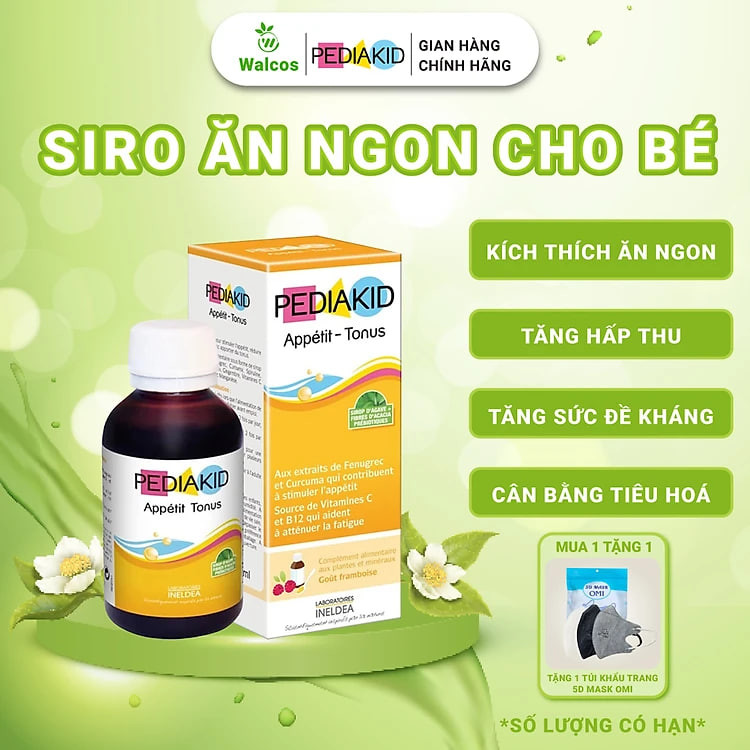 Siro Ăn Ngon Cho Bé Pediakid Appetit Tonus - Kích Thích Trẻ Thèm Ăn Tự Nhiên, Giảm Mệt Mỏi (125ml)