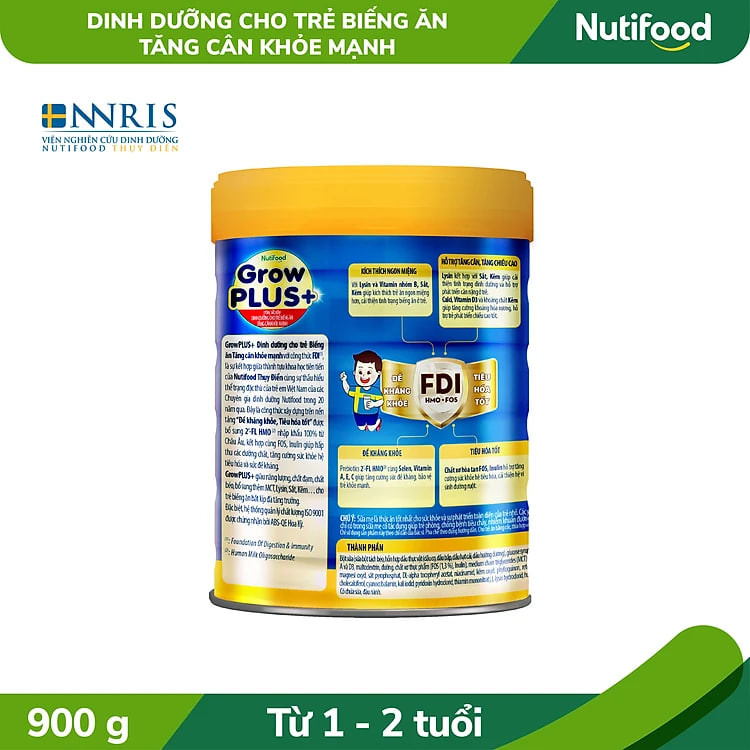 Sữa Bột Nutifood GrowPLUS+ Biếng Ăn 900g trên 1 tuổi - Tăng cân khỏe mạnh