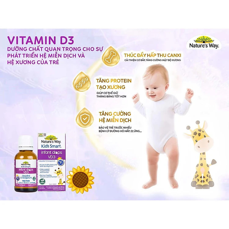 Nature's Way Kids Smart INFANT DROPS VD3 - Bổ sung vitamin D3 cho bé (13ml/Lọ)