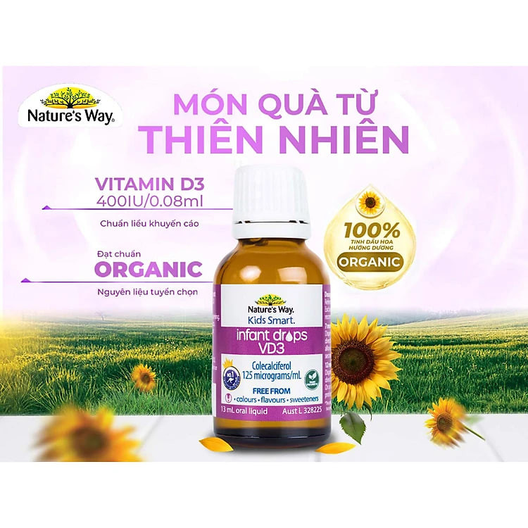 Nature's Way Kids Smart INFANT DROPS VD3 - Bổ sung vitamin D3 cho bé (13ml/Lọ)
