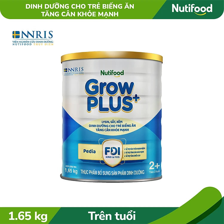 Sữa Bột GrowPLUS+ Biếng Ăn (Xanh) cho trẻ tăng cân khoẻ mạnh 2+ Lon 1,65KG