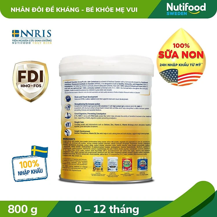 Sữa bột Nutifood GrowPLUS+ Sữa Non 0-12 tháng Lon 400g