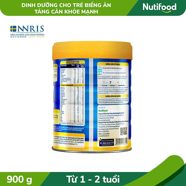 Sữa Bột Nutifood GrowPLUS+ Biếng Ăn 900g trên 1 tuổi - Tăng cân khỏe mạnh
