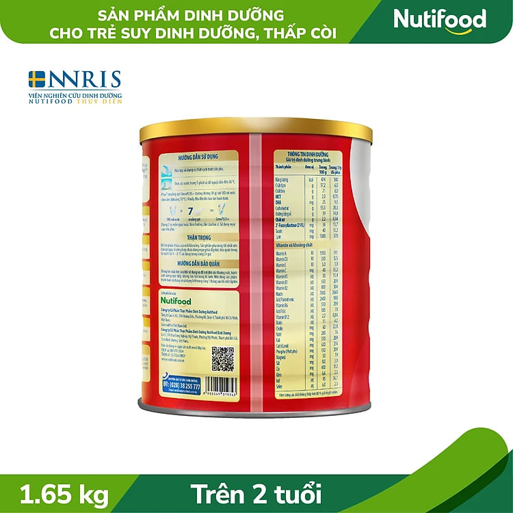Sữa bột Nutifood GrowPLUS+ Suy Dinh Dưỡng (Đỏ) 2+ Lon 1,65KG
