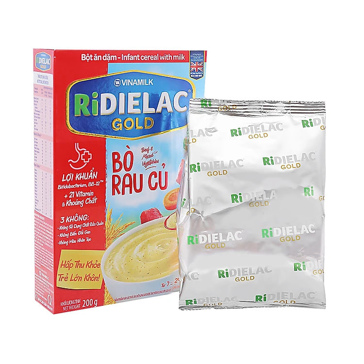 Bột ăn dặm Ridielac Gold bò rau củ hộp 200g (7 - 24 tháng)