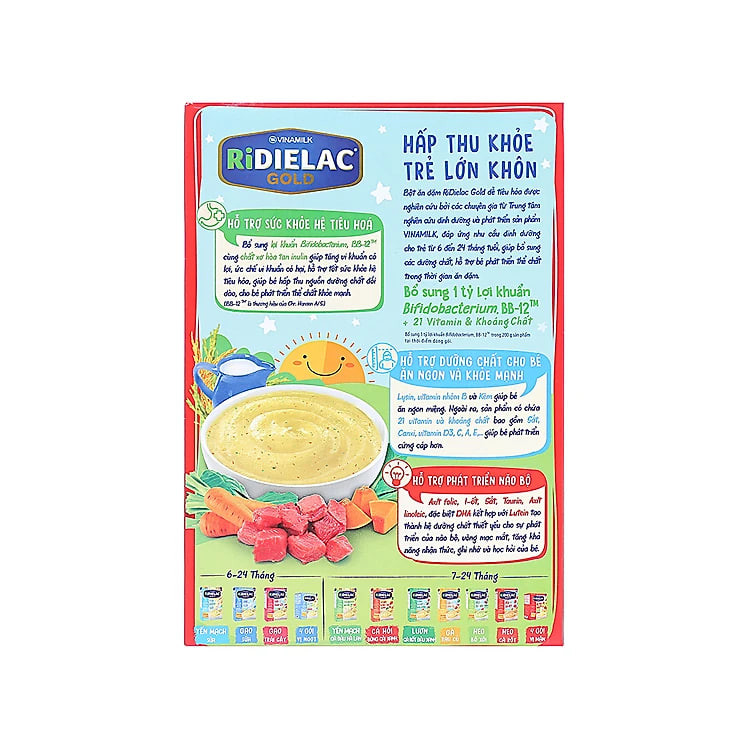 Bột ăn dặm Ridielac Gold bò rau củ hộp 200g (7 - 24 tháng)