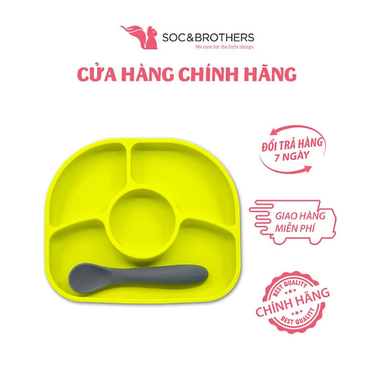 Bộ khay ăn kèm thìa silicone (FDA) Bbluv Yumi