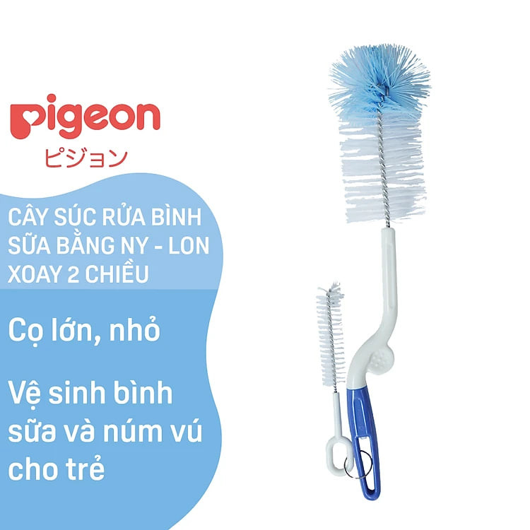 Cây súc rửa bình sữa và núm vú Pigeon - Tay xoay hai chiều/một chiều