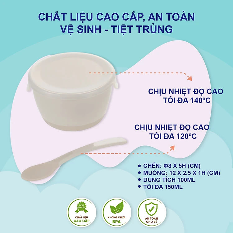 Bộ chén muỗng ăn dặm RICHELL TLI gồm 2 chén có nắp và 2 muỗng mềm | Baby
