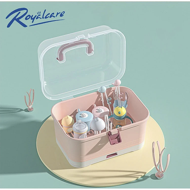 Hộp phơi úp bình sữa [Size lớn] có nắp đậy và khay hứng nước - Royalcare 8853