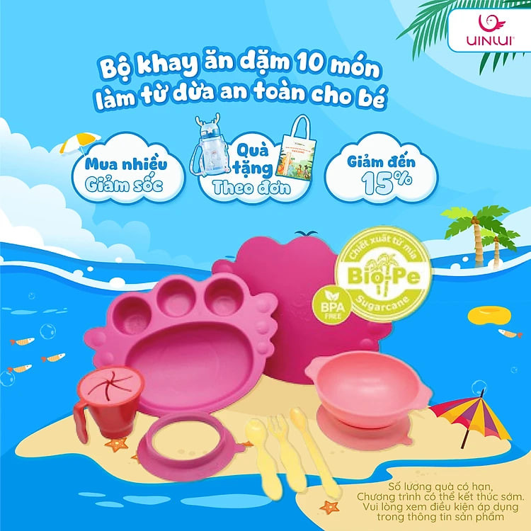 https://tiktokshop-seller-vn.com/Set đồ khay bát ăn dặm 10 món - Dụng cụ ăn dặm cho bé Uinlui ăn toàn làm từ dừa