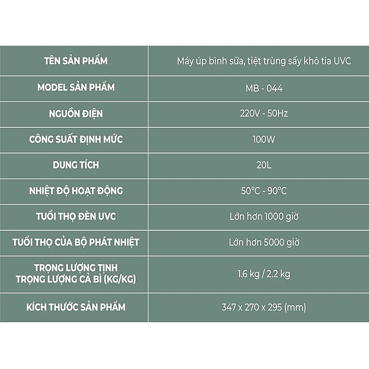 Máy úp bình sữa tiệt trùng sấy khô tia UV Moazbebe mb044