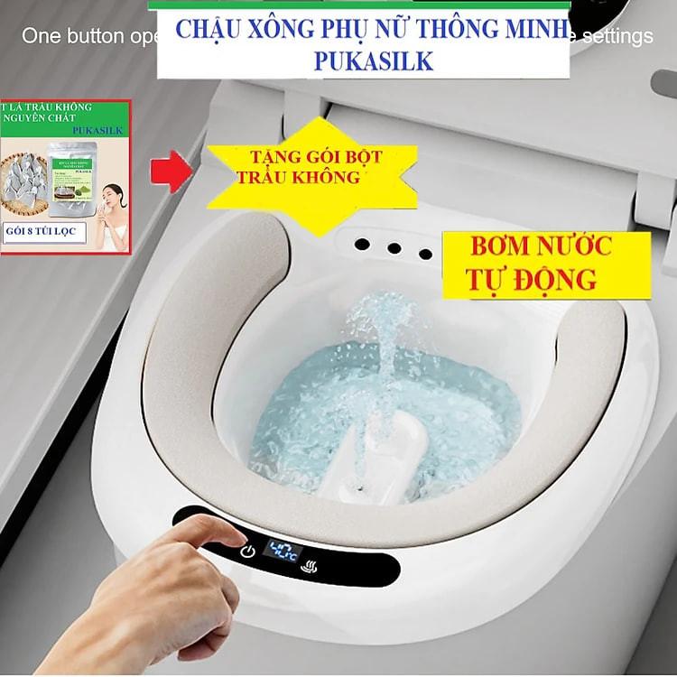 Chậu Xông VùngKín Sau Sinh Đa Năng Gấp Gọn Cao Cấp Có Đầu Bơm Tự Động Thông Minh - Hàng Chính Hãng