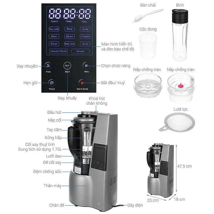 Máy xay sinh tố công suất lớn 800W Mishio - Hàng chính hãng