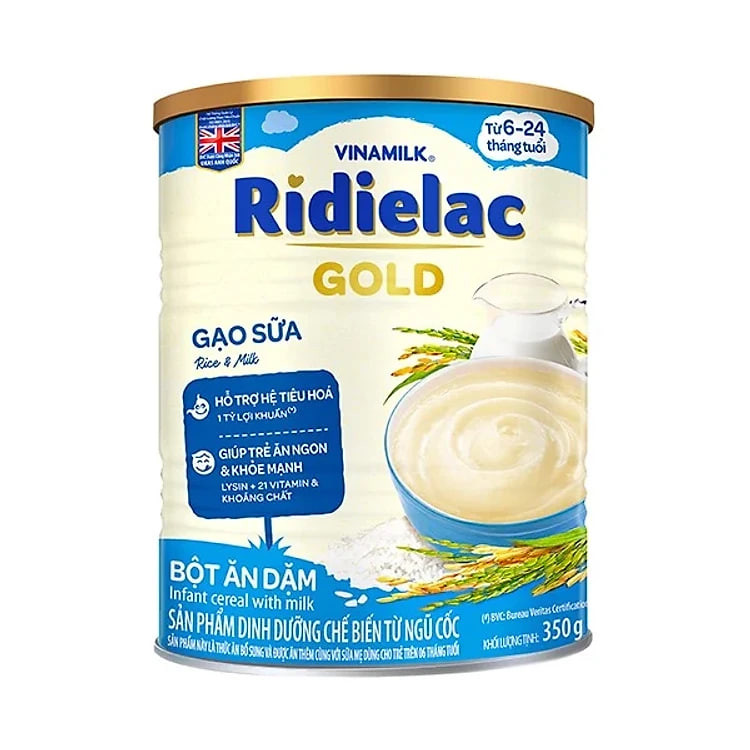 Combo 2 hộp BỘT ĂN DẶM RIDIELAC GOLD GẠO SỮA - HỘP THIẾC 350G