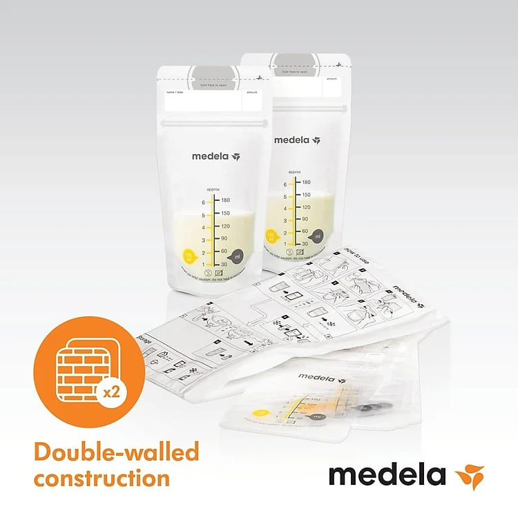 Hộp 25/50 túi trữ sữa Medela loại 180ml chống thủng - Có thể đặt nằm ngang hoặc dựng đứng dễ dàng xếp gọn trong tủ lạnh